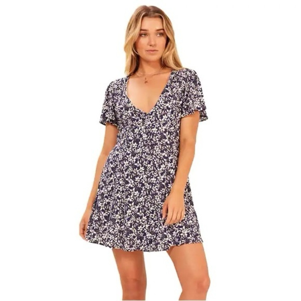 MINKPINK Blue and White Floral Mini Dress